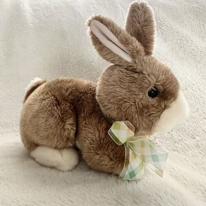 Ty Classic Easter Bunny Rabbit Plush Stuffed Animal 11" Brown Green Ribbon 2007